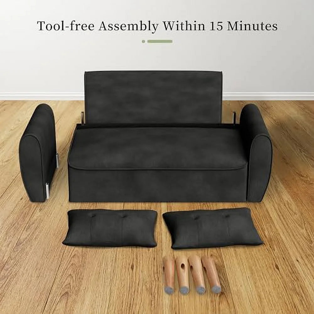 47" Small Modern Loveseat Sofa Linen Fabric 2-Seat Sofa Couch R3838