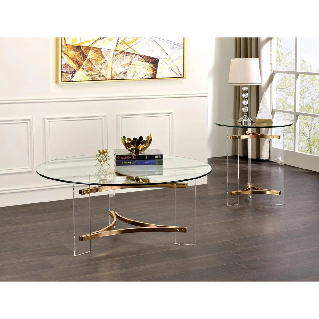 Round Tempered Glass Top End Table S171346