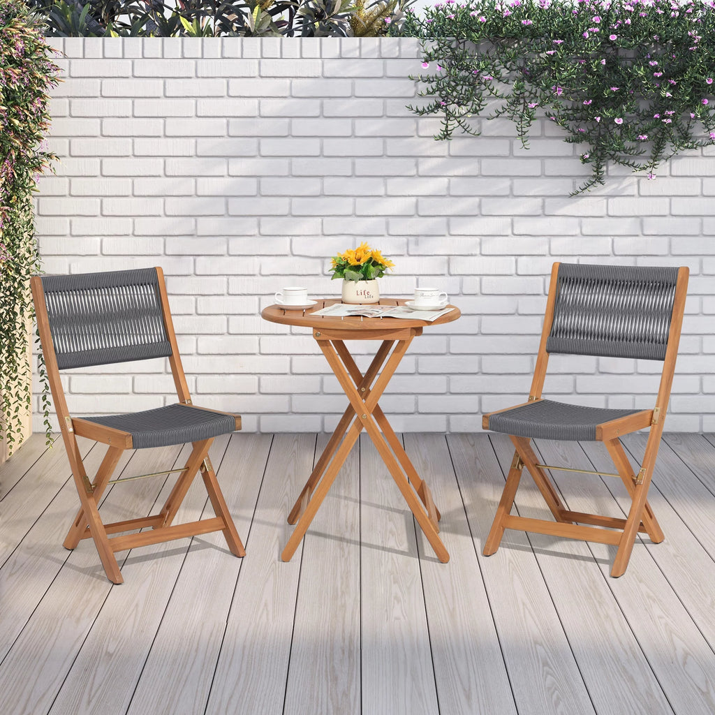 Acacia Wood Patio Bistro Set 3 Piece Gray X934
