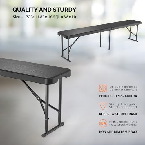 White 6 Feet Plastic Folding Bench 2 Pack N8693