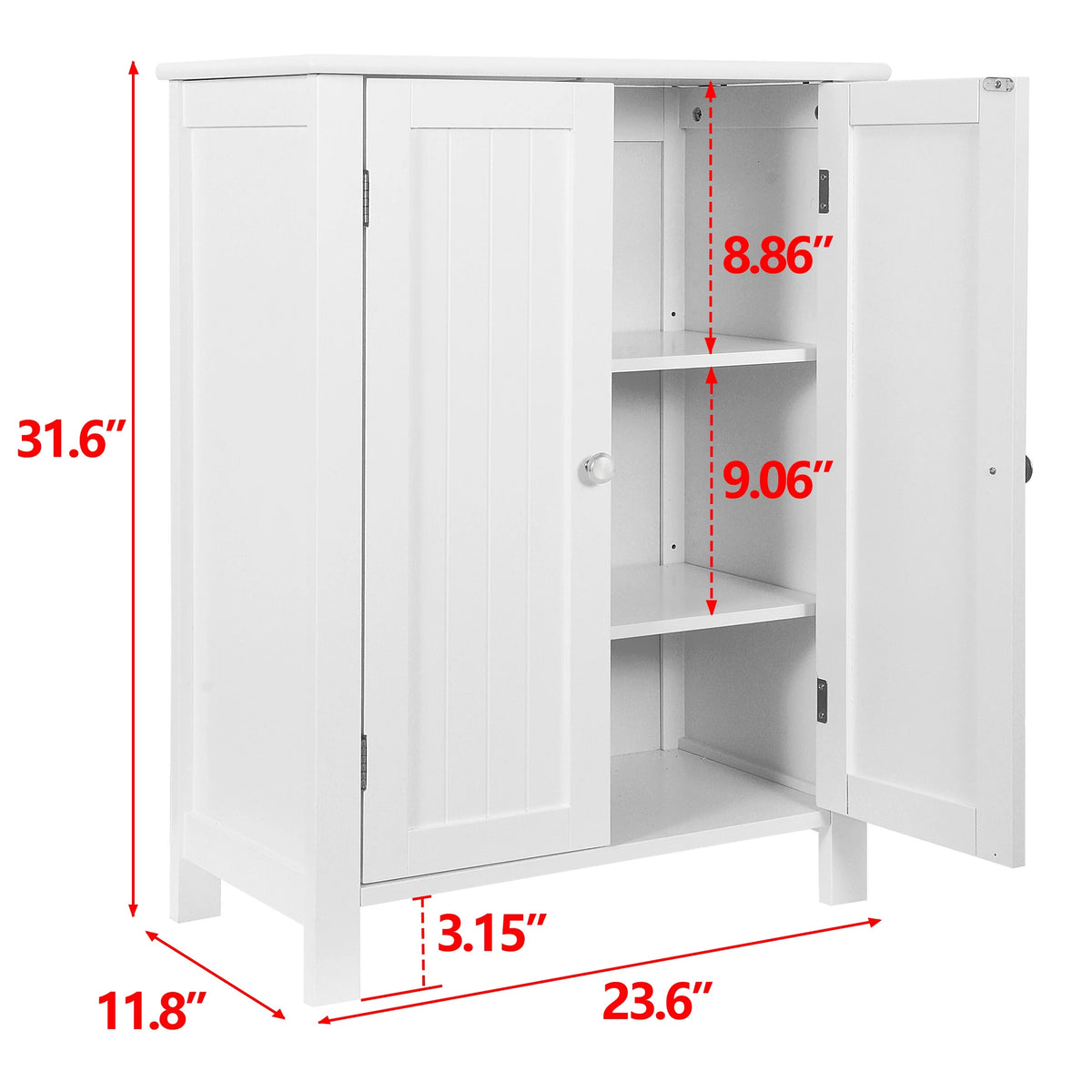 White 2-Door Wooden Bathroom Storage Cabinet M8023