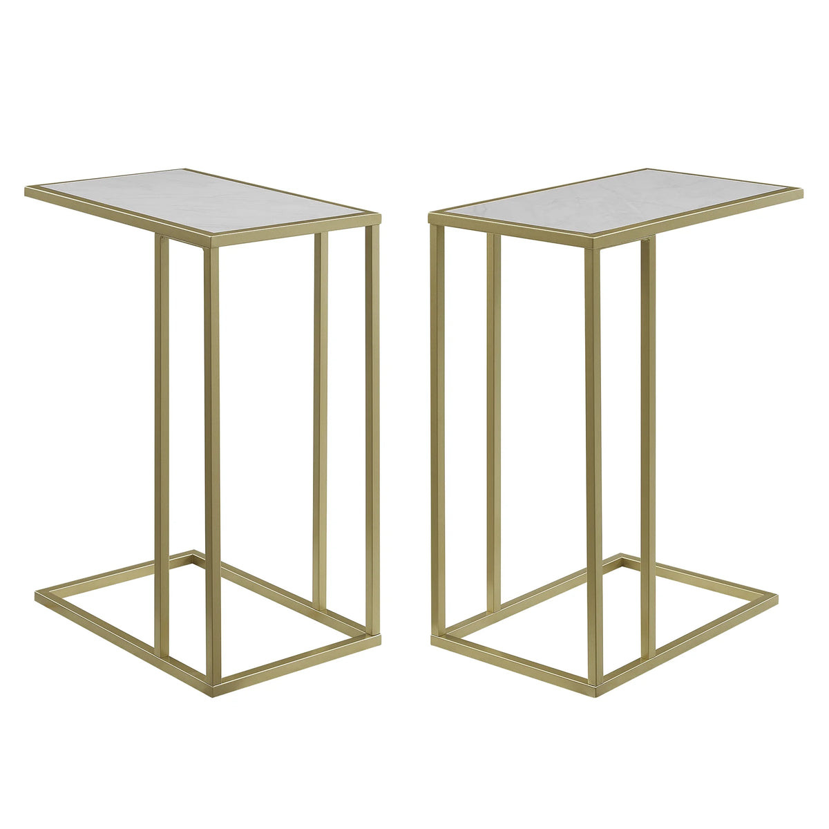 Set of 2 Faux White Marble Side Table C3386