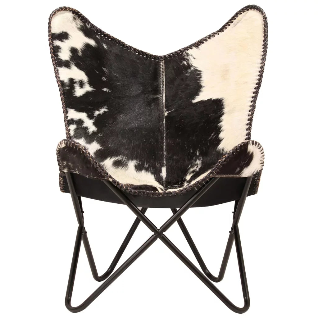 Black and White Goat Leather Butterfly Chair E13605