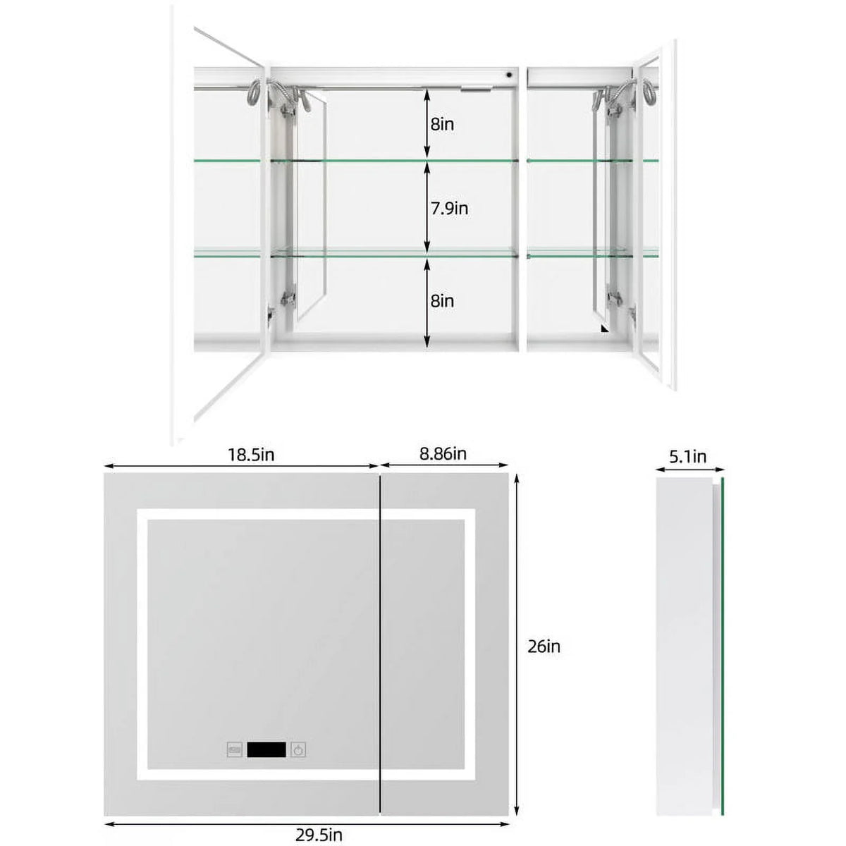 White LED Bathroom Mirror Cabinet D4167