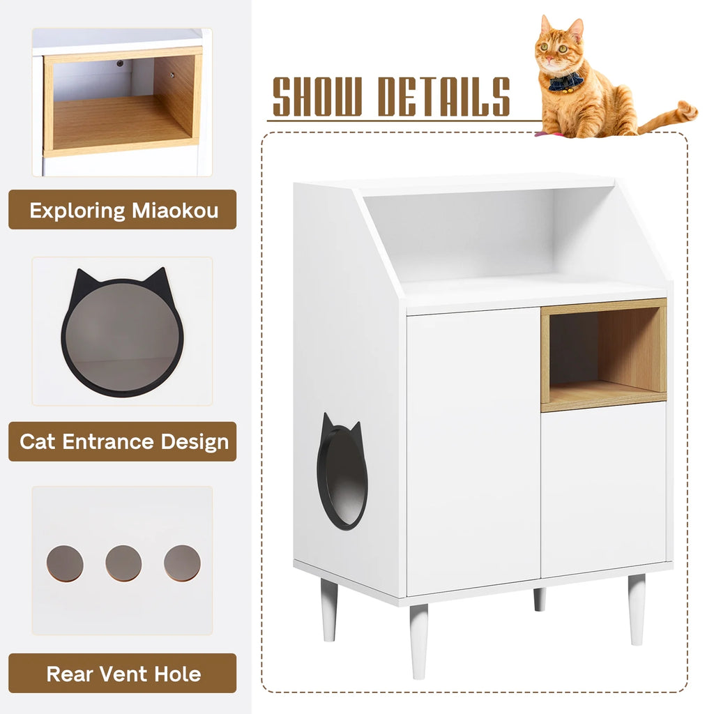 Cat Litter Box Enclosure Wooden Pet Crate Furniture H69931