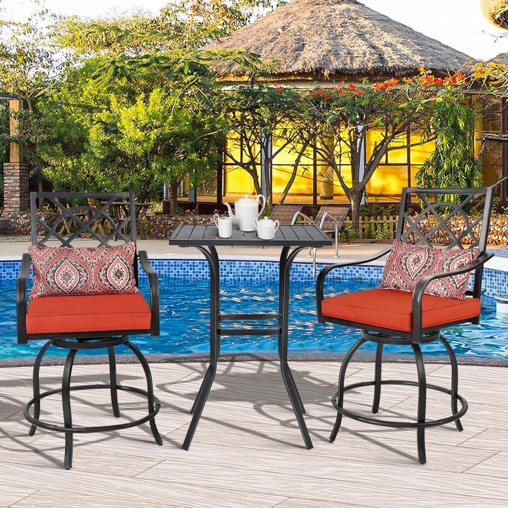 Black Metal Patio Bar Table with Umbrella Hole V450