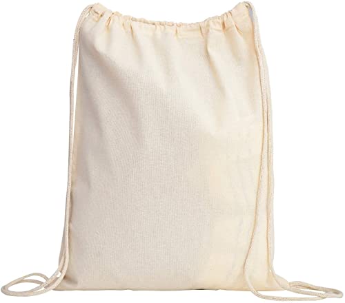 12 Pack Cotton Canvas Drawstring Backpack Bags N482620
