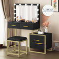 Black Makeup Vanity with Mirror and LED Lights S482841