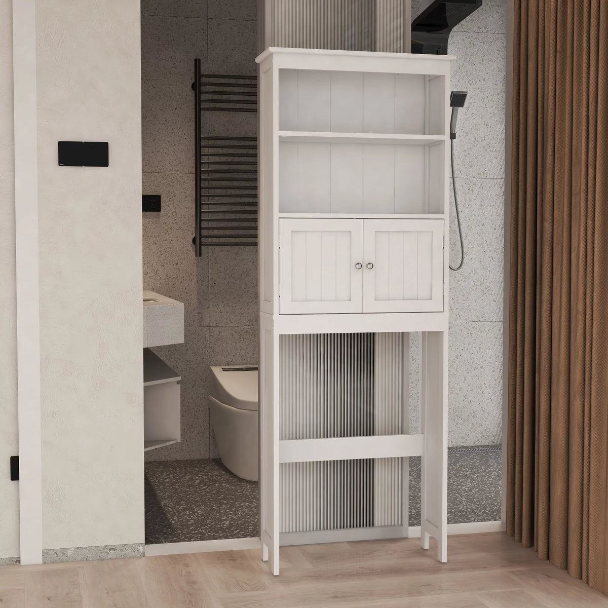 Wood Over The Toilet 2-Tier Storage Cabinet, White U99502