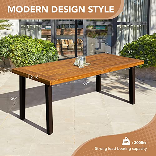 Acacia Wood Dining Table with Iron Legs R617