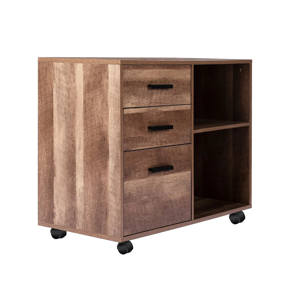 Rolling Office Cabinet with Drawers, Walnut P5771