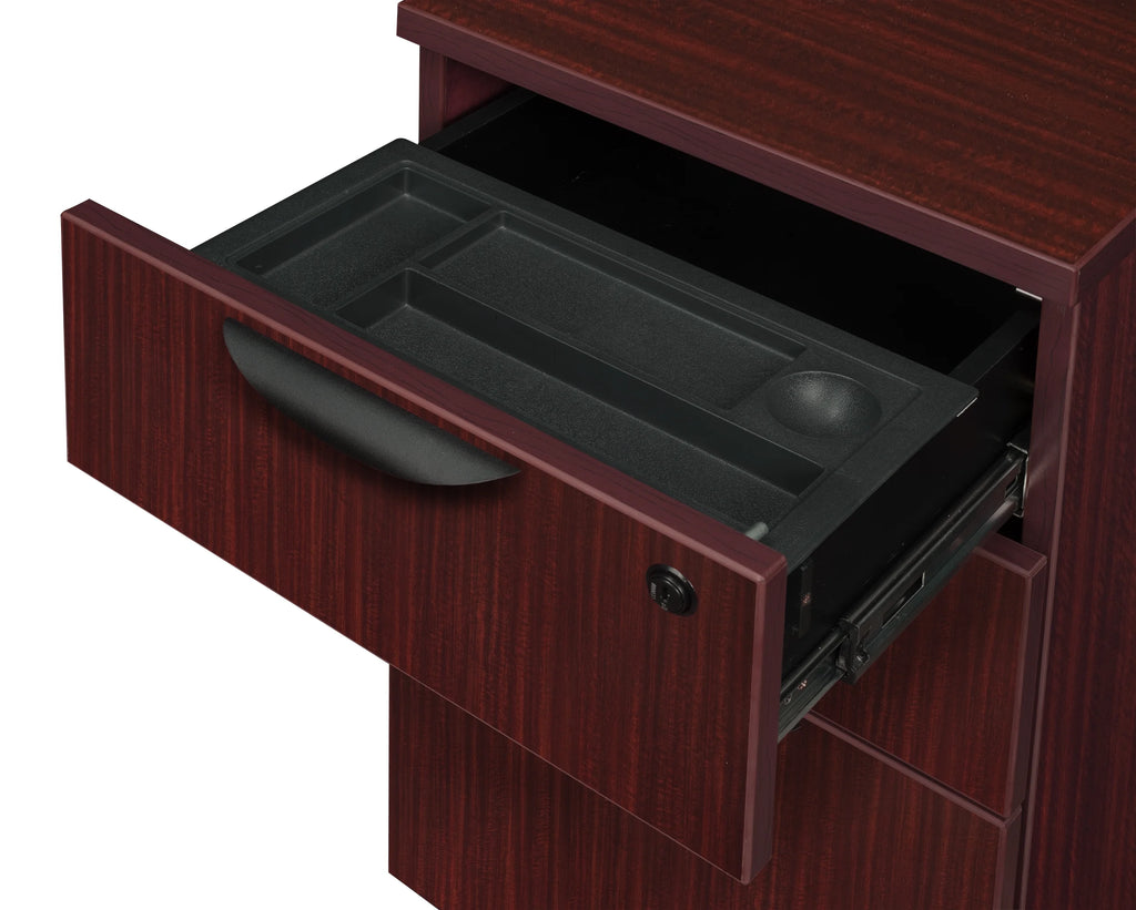 71 in.Hi-Low L Desk with Single Mobile Pedestal- Mahogany B81443