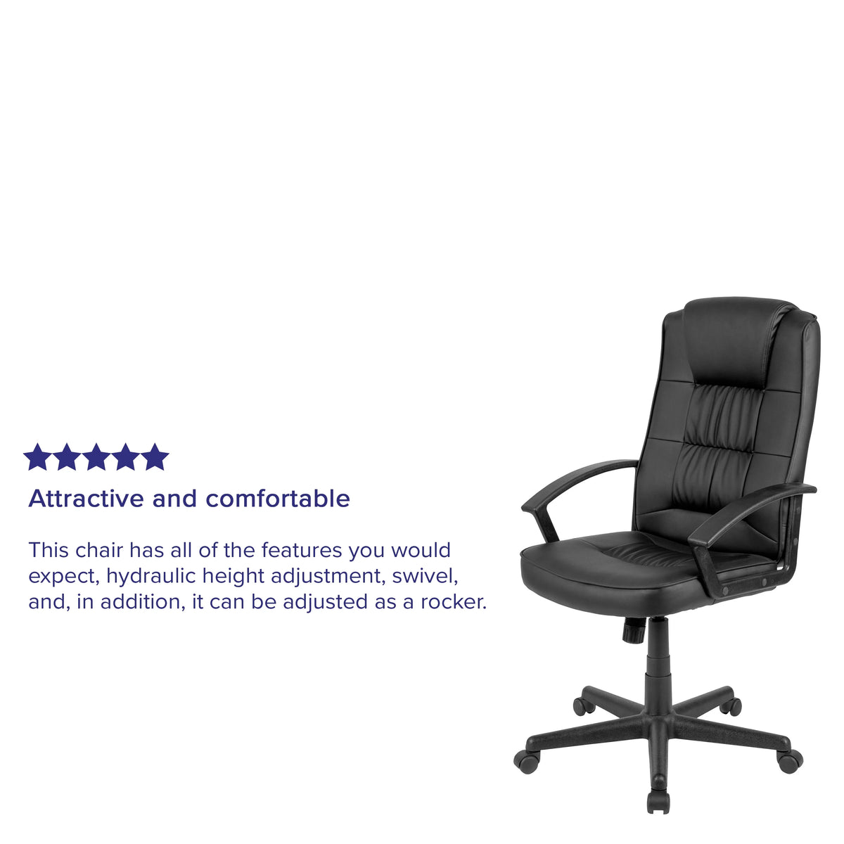 Black High Back Task Office Chair with Arms Y525