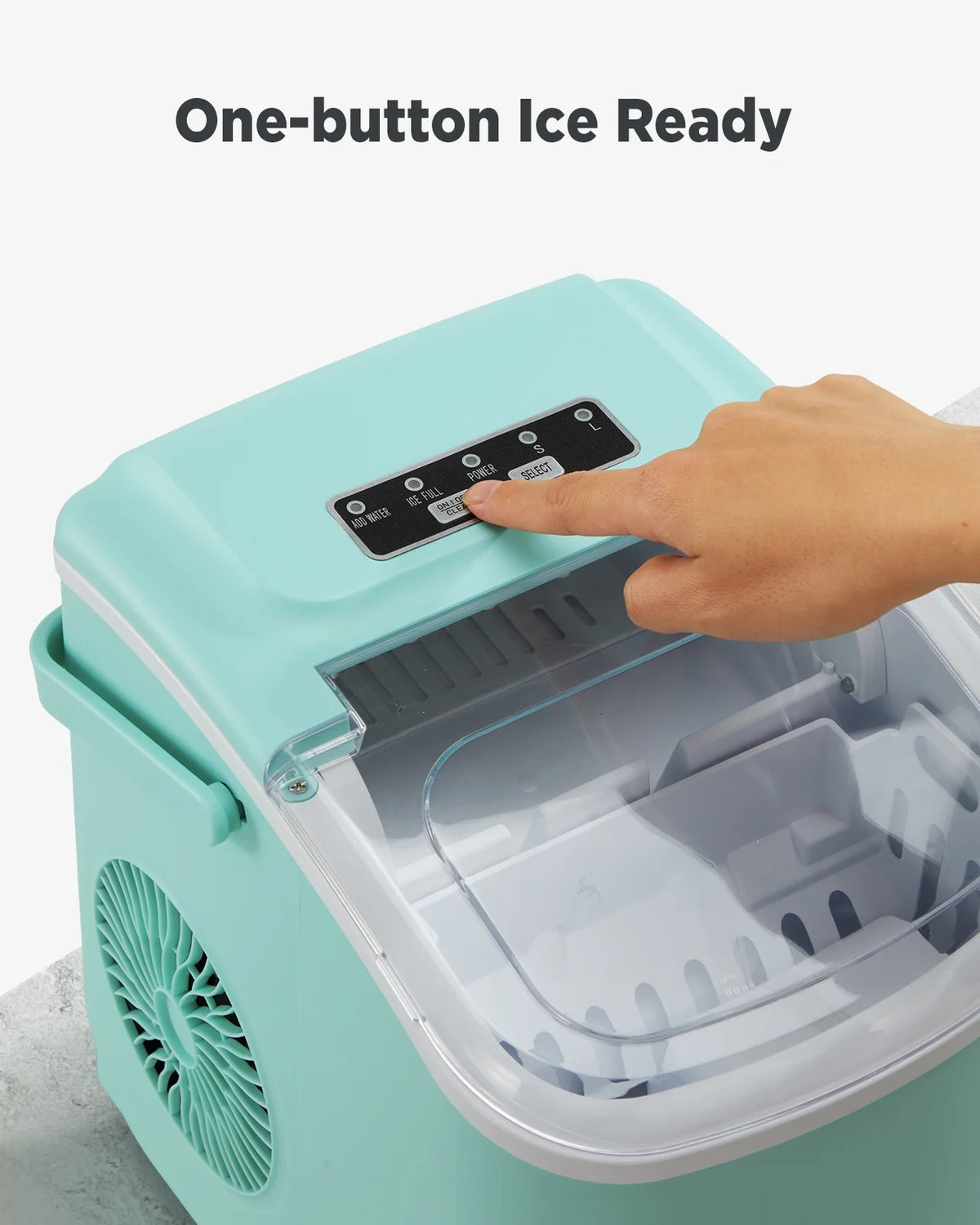 Green Countertop Ice Maker with Ice Scoop and Basket G32606