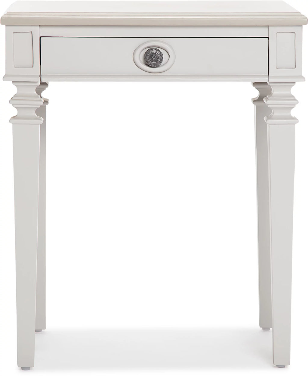 Light Gray Solid Wood End Table Nightstand with Drawer Y43309