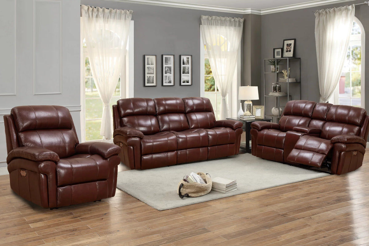 Brown Leather Recliner Loveseat Q619406