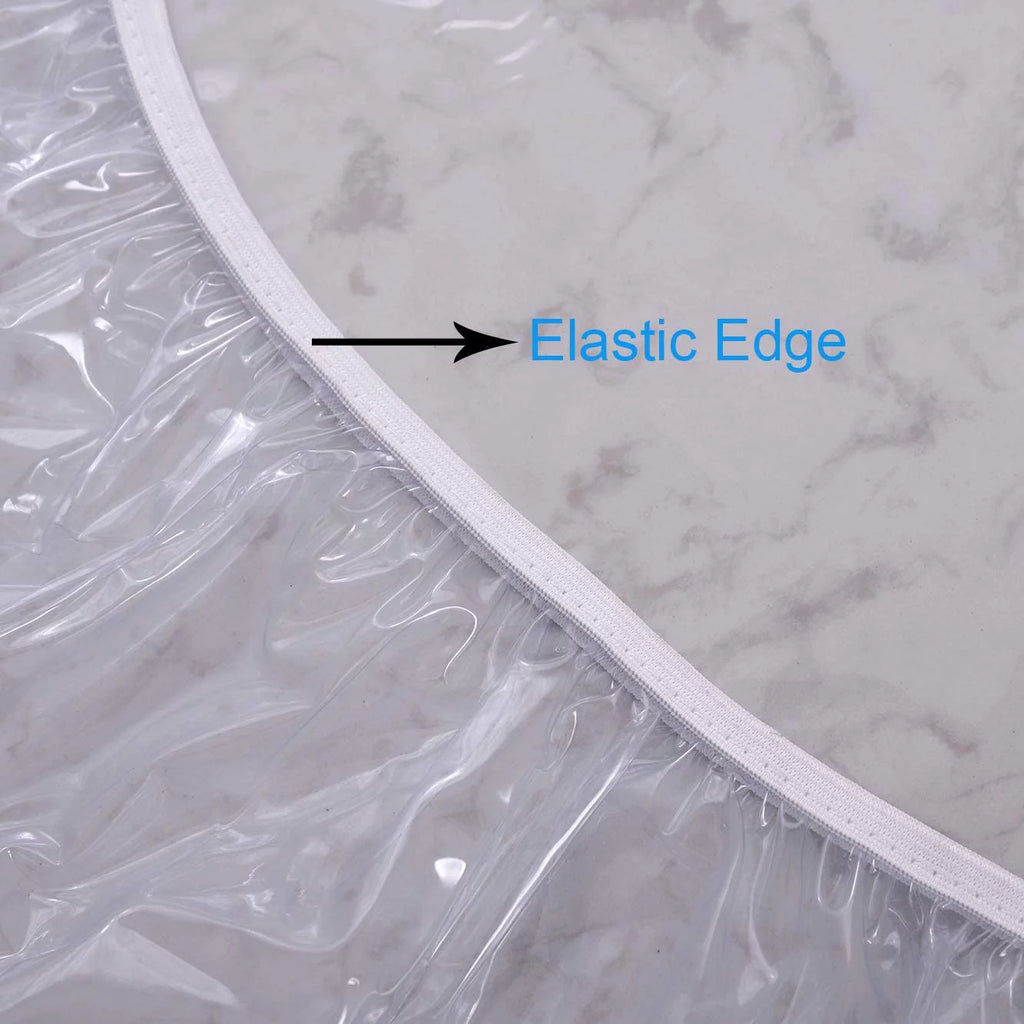 Clear Round Vinyl Fitted Waterproof Tablecloth W64361
