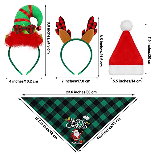 6 Pack Christmas Pet Scarf Antlers Headband and Santa Hat A521343