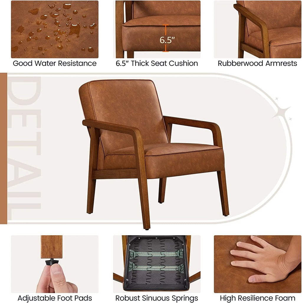 Light Brown 2 Pieces PU Leather Accent Chair O657076