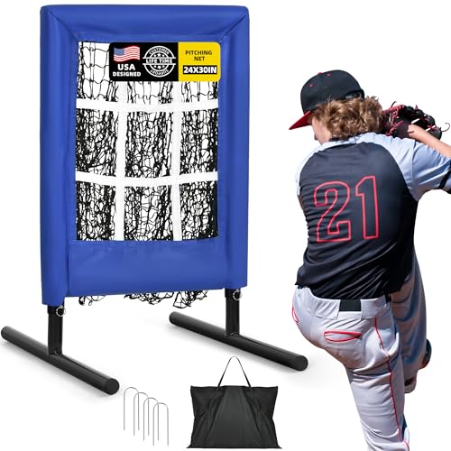 Heavy Duty 9 Hole Baseball Softball Pitching Net with Carry Bag Y83579