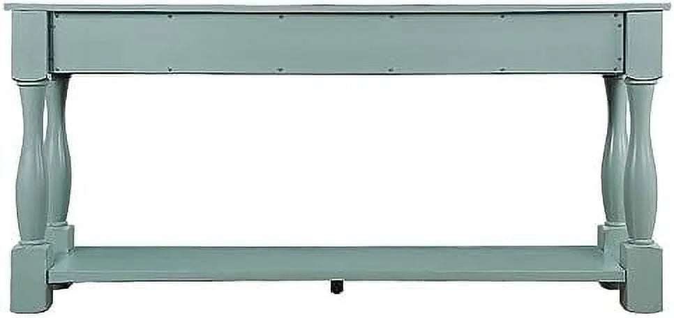 White 63 inch Wood Console Table with 3 Drawers V7063