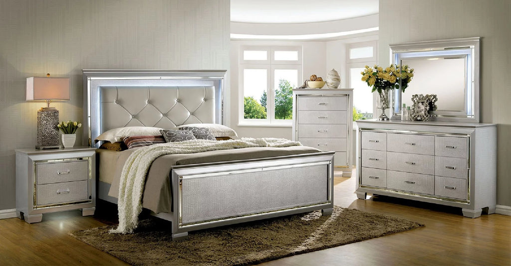 5pc Eastern King Size Bed with Dresser Mirror Nightstands C902119
