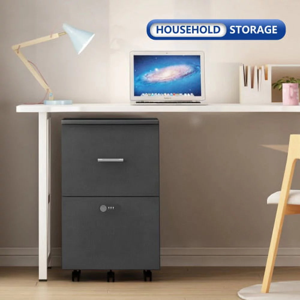 Dark Gray 2 Drawer Rolling File Cabinet N13354