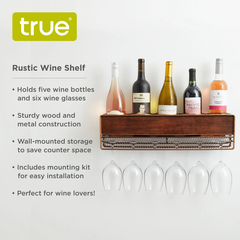 Wall Mounted Wine Shelf & Stemware Rack A361