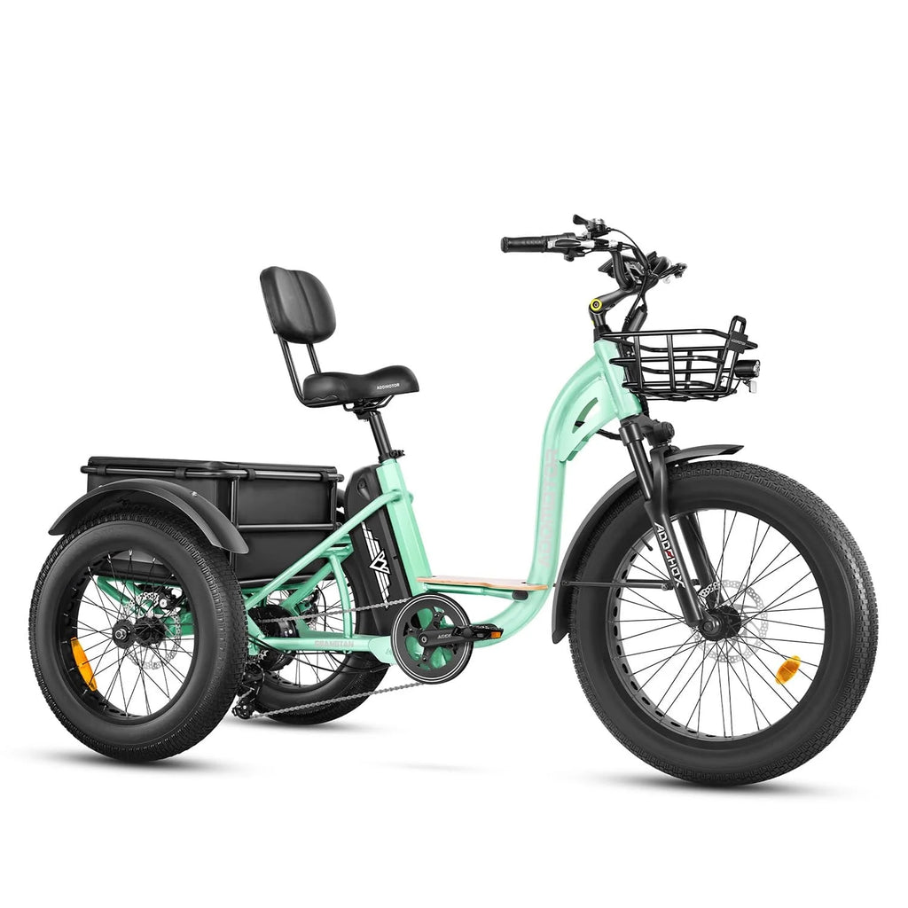 750W 85 MI Electric Tricycle 48V 20Ah Removable Battery Step-Thru Cyan I347208