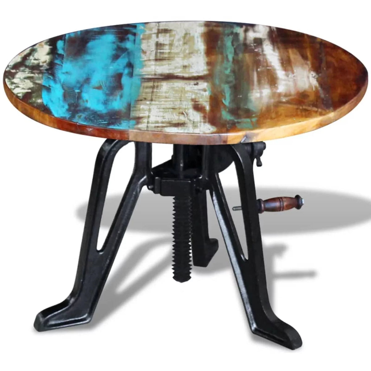 Solid Reclaimed Wood Cast Iron Side Table V972