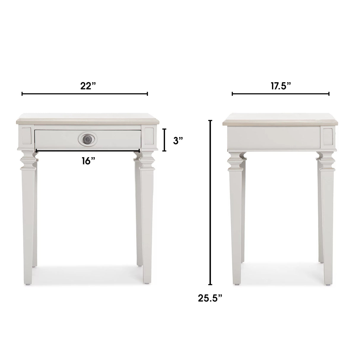 Light Gray Solid Wood End Table Nightstand with Drawer Y43309