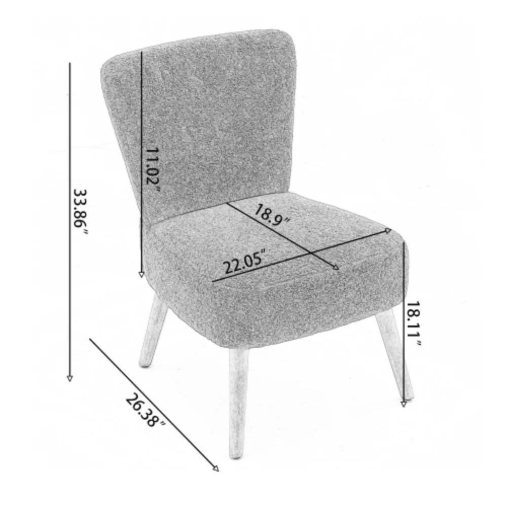 White Teddy Fabric Slipper Chair with Wooden Legs D21093