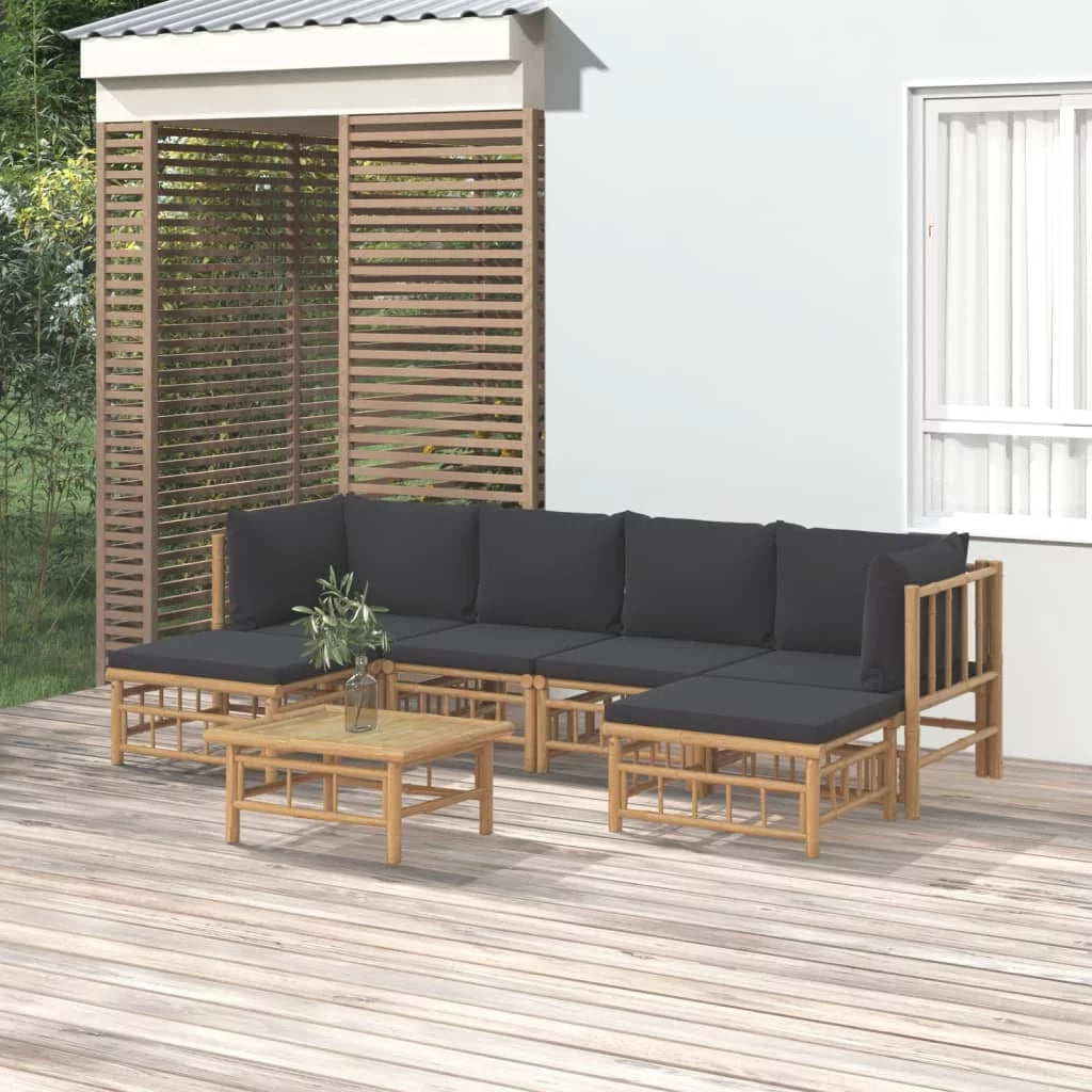 7 Piece Patio Set with Dark Gray Cushions U397039