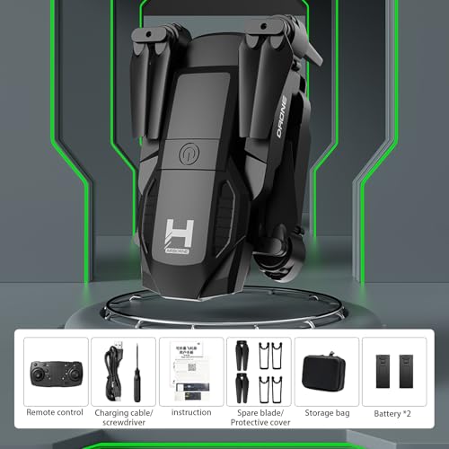 Mini Drone with Camera, 1080P WiFi FPV, Foldable, 2 Batteries, Black I7007