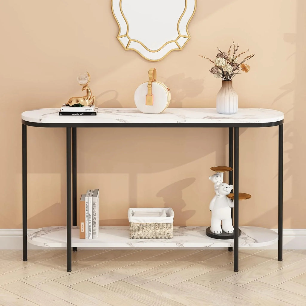 Faux Marble 2 Tier Sofa Table N308