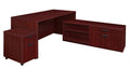 71 in.Hi-Low L Desk with Single Mobile Pedestal- Mahogany B81443
