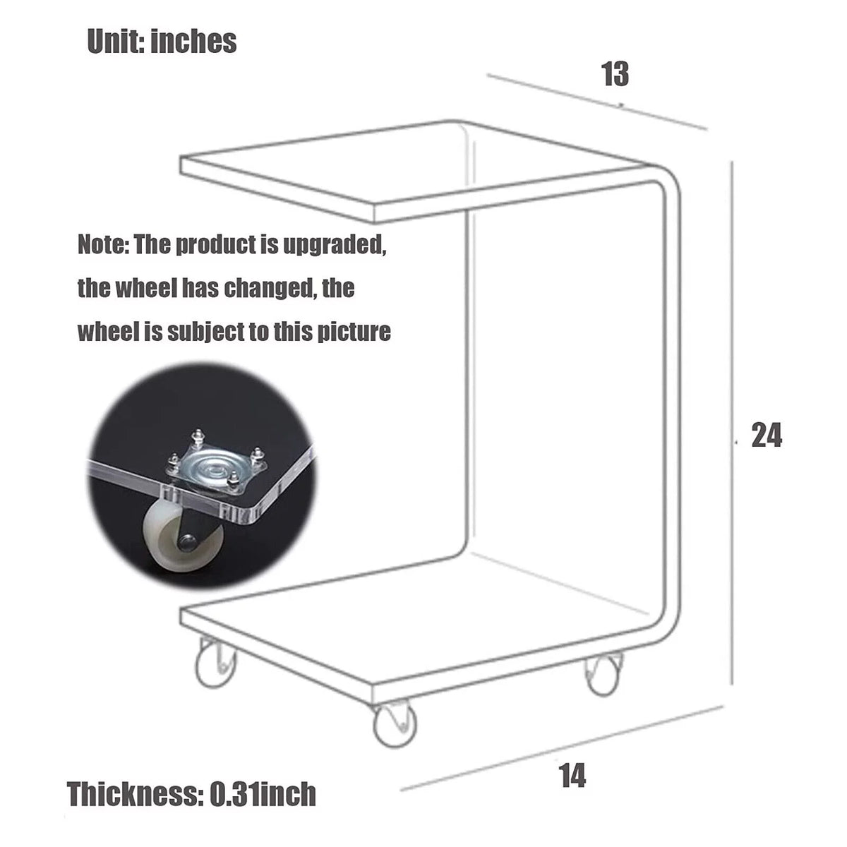 Transparent Acrylic C Shape Sofa Side Table M556