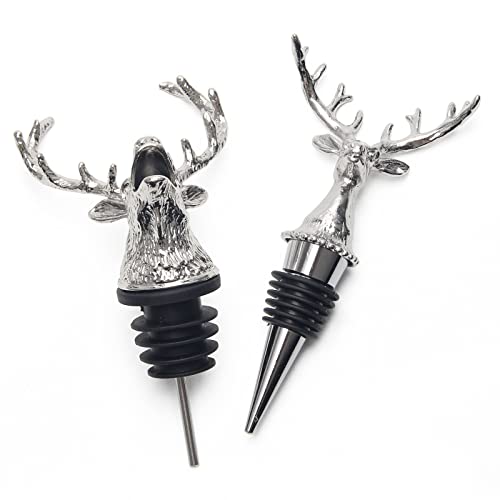 Deer Head Wine Pourer and Stopper with Silicone Rubber Fitting W52165