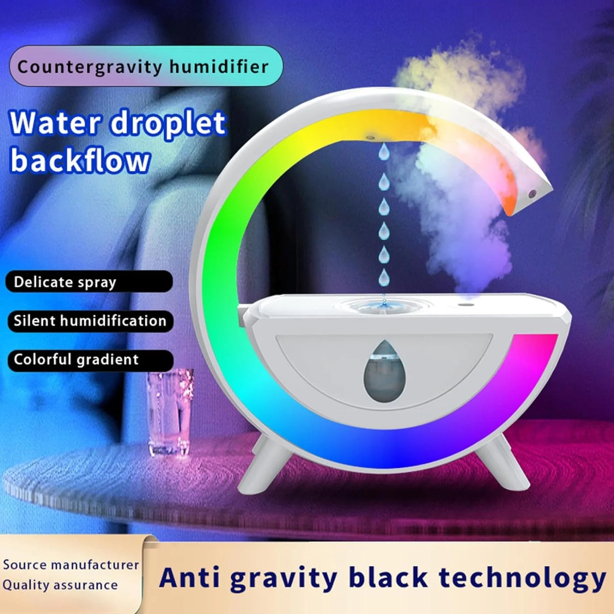 USB Charging 350ML Humidifier with 7 Colors Light J651
