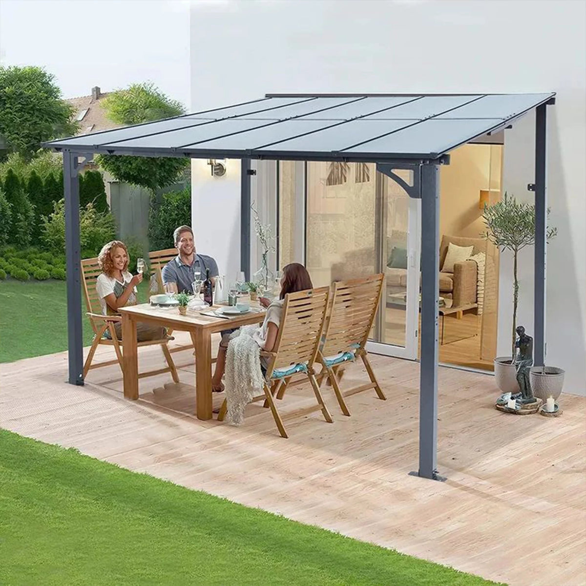Aluminum Pergola with Canopy 10 Ft. W x 10 Ft. D B939
