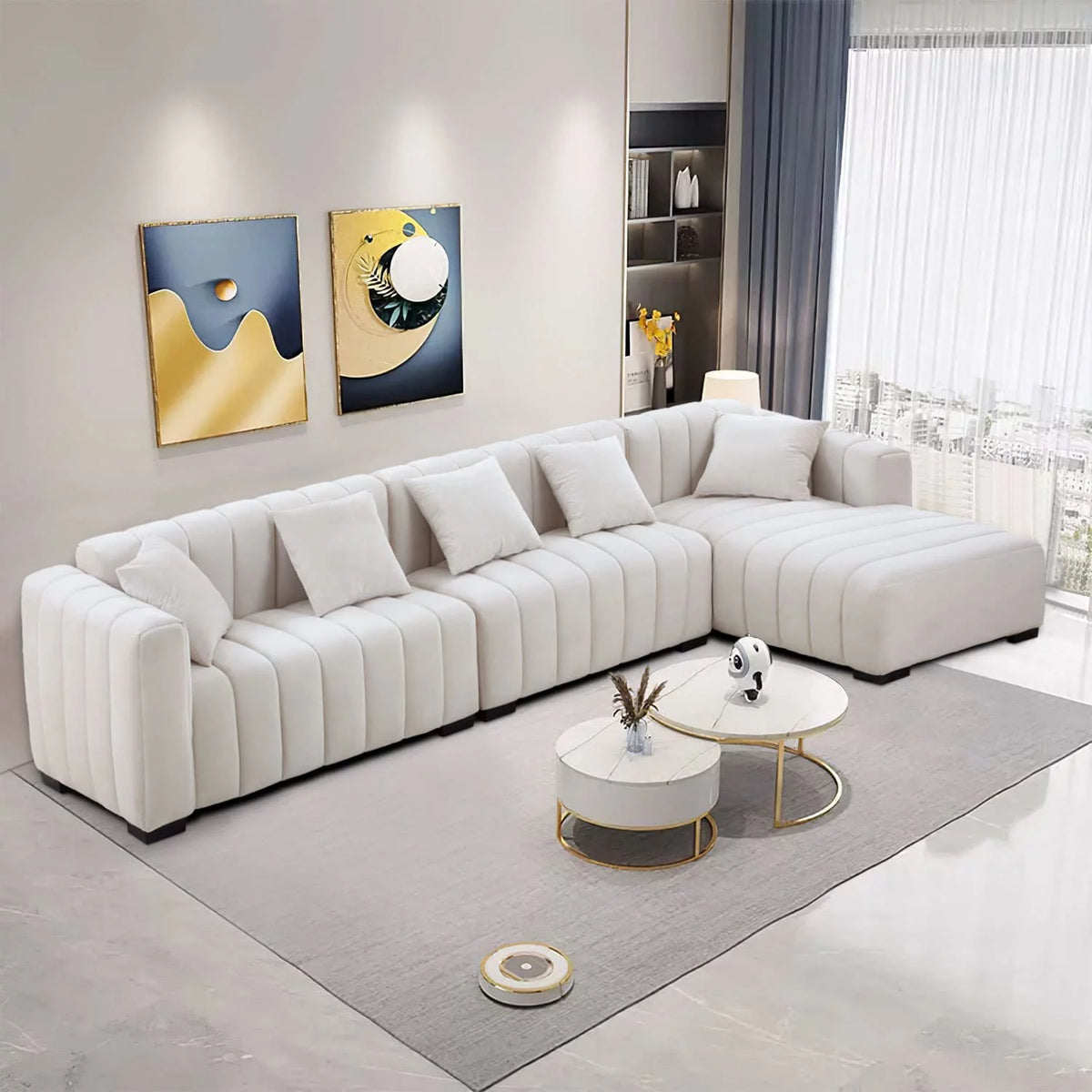 139" L Shaped Sectional Sofa with Ottoman E331