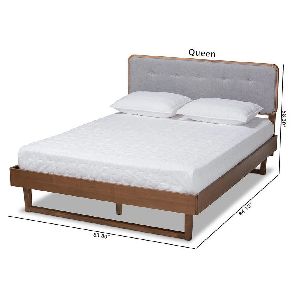 Gray Upholstered Wood Full Size Platform Bed E407