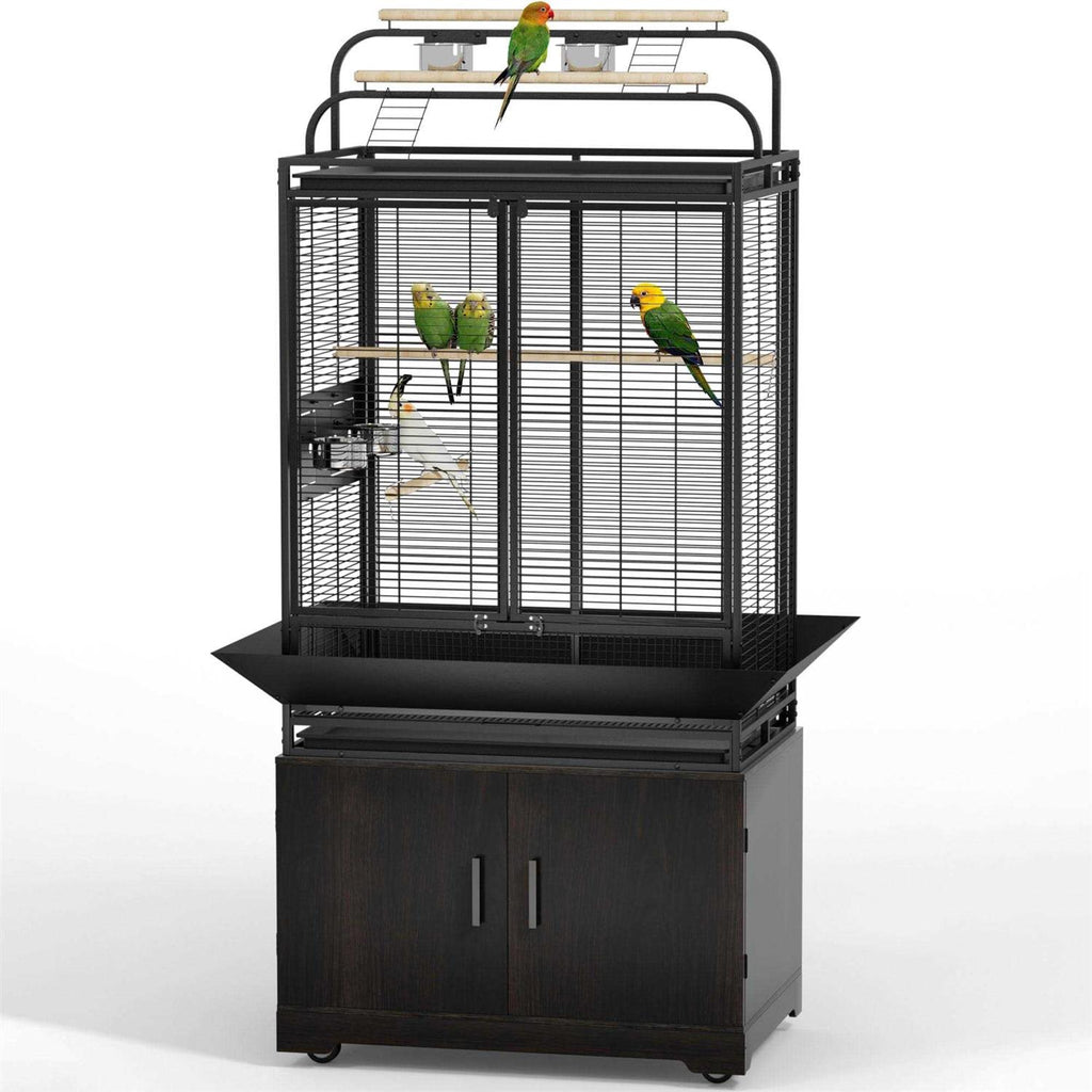 71-Inch Bird Cage with Play Top and Rolling Storage Cabinet E139