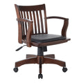 Espresso Finish Black Vinyl Bankers Chair D8213