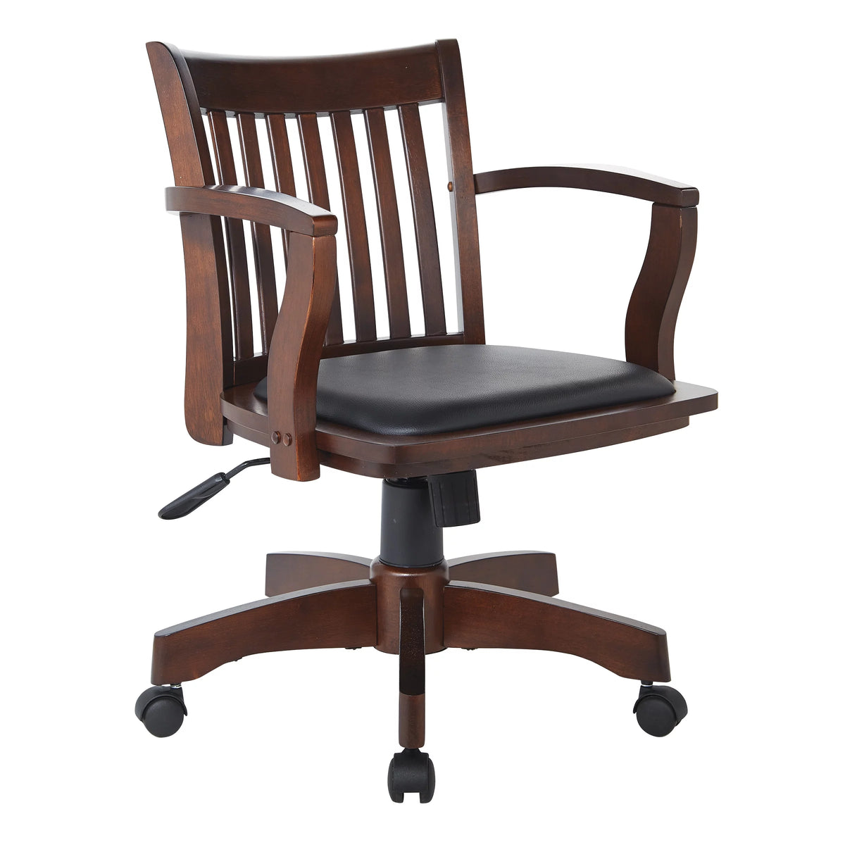 Espresso Finish Black Vinyl Bankers Chair D8213