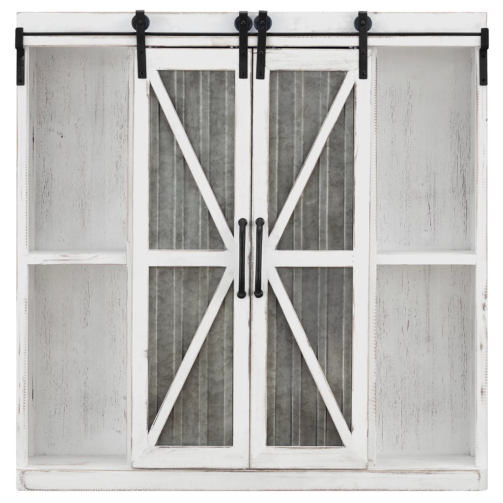 White and Silver Wood Cabinet W163223