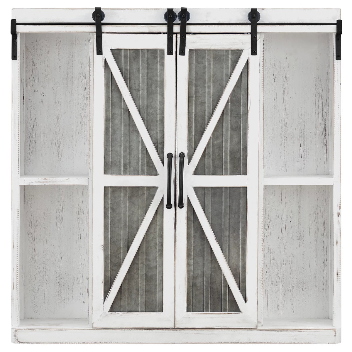 White and Silver Wood Cabinet W163223