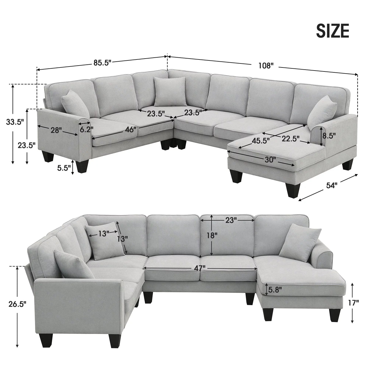 U-Shape Sectional Sofa Set C893577