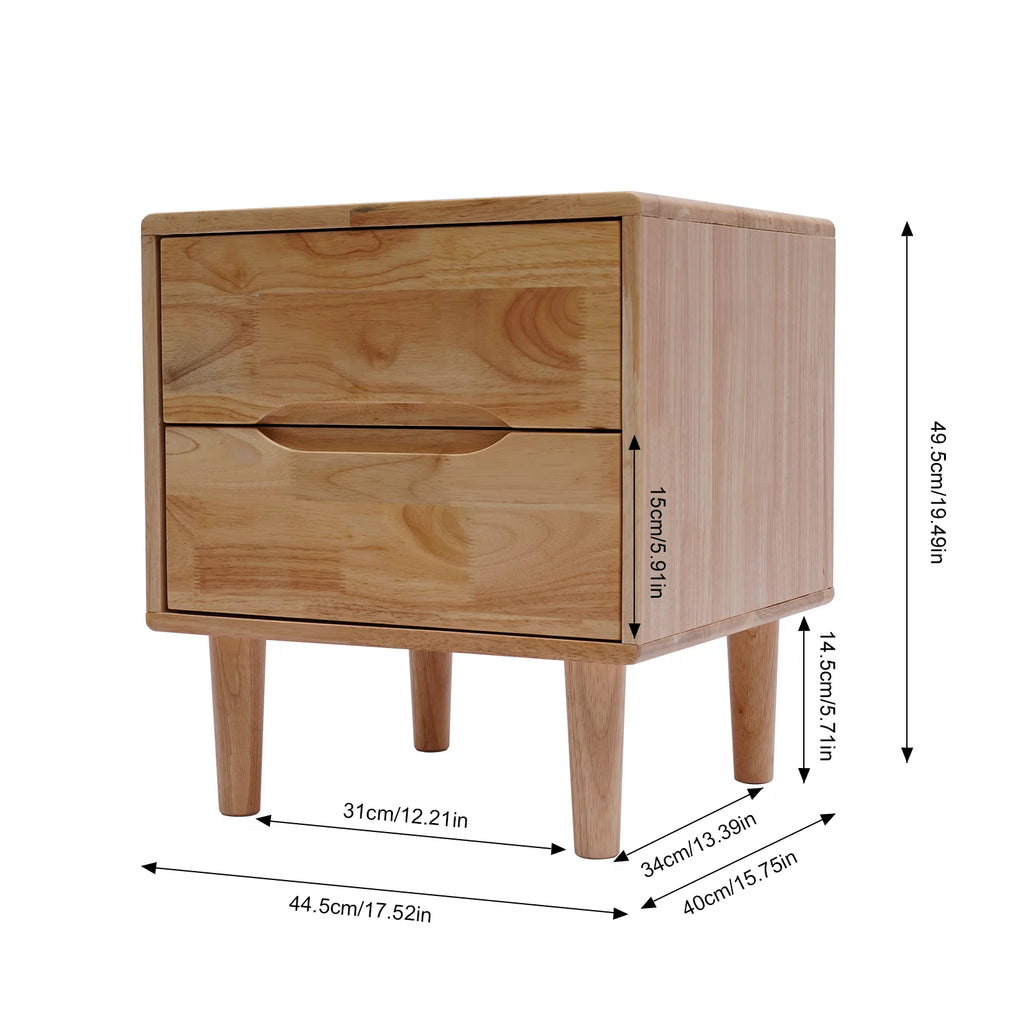 Mid Century Modern 2 Drawer Wood Nightstands D1967