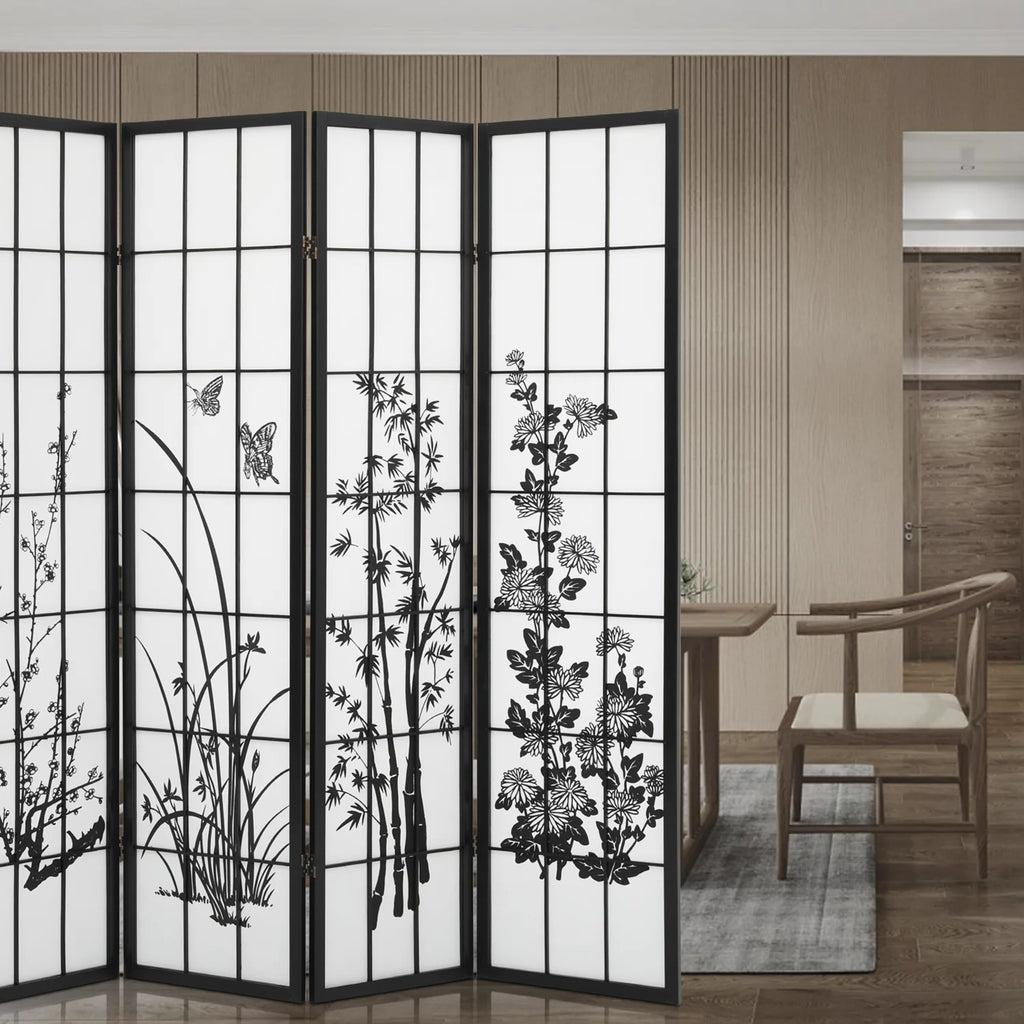 4 Panel Wood Folding Room Divider C9128